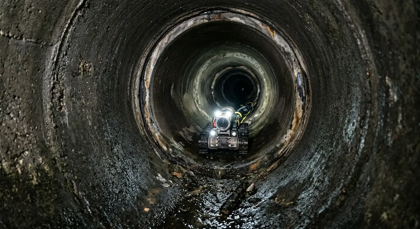 Robotic sewer camera inspecting pipe interior for Sewer Line Cleaning in Crescent City